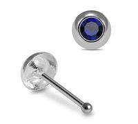 Monster Piercing Set de Lunette Ronde Pierre en Cristal Bleu Fonc? Haut 22 Gauge 925 Argent Sterling Nez osseux Stud Piercing