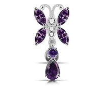 Monster Piercing Violet Cristal Pierre Trendy Papillon Design Sterling Silver Ventre Barres Piercing