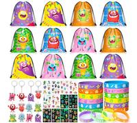Monster Pinata Anniversaire Garcon Sac Cadeau Bracelets en Silicone Porte-Clés Tatouage Fluorescent Cadeau Anniversaire Invités Enfants Invites Jeux Anniversaire Jouet Pinata Goodies pour Enfants