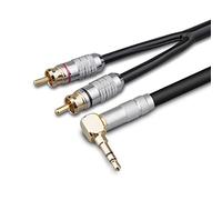 Monster Prolink 100 Câble Audio stéréo 3,5 mm mâle vers 2 RCA mâles Hi FI pour Haut-parleurs MP3, CD, iPad, iPod, Home Cinéma, HDTV Right Angle 3.5mm (3 Feet)