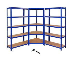 Monster Racking - 1 Rayonnage d'Angle T-Rax Bleu et 2 Rayonnages T-Rax Bleus en Acier Sans Boulons 90cm x 45cmx 180cm