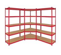 Monster Racking - 1 Rayonnage d'Angle Z-Rax Rouge et 2 Rayonnages Z-Rax Rouges en Acier Sans Boulons 90cm x 45cm x 183cm