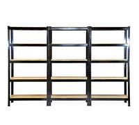 Monster Racking - 3 étagères T-Rax en acier sans boulons noirs 75 cm x 30 cm x 150 cm