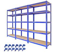 Monster Racking - 3 Rayonnages Bleus en Acier avec 5 étagères 90 x 180 x 45 cm