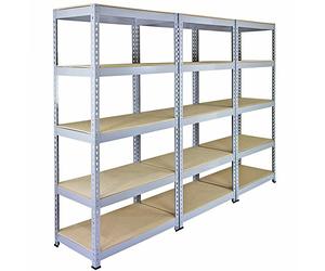 Monster Racking - 3 Rayonnages Q-Rax en Acier Sans Boulons Gris 90cm x 50cm x 182,5cm