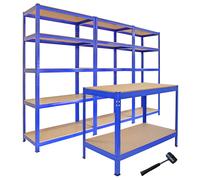 Monster Racking - 3 Rayonnages T-Rax Bleus de 90cm et 1 Établi Q-Rax Bleu de 120cm Bleu G