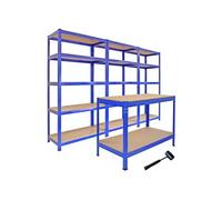 Monster Racking - 3 Rayonnages T-Rax Bleus de 90cm et 1 Etabli Q-Rax Bleu de 120cm
