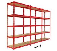 Monster Racking - 3 Rayonnages Z-Rax en Acier Sans Boulons Rouges 90cm x 183cm x 45cm