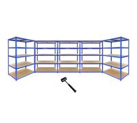 - 5 Rayonnages T-Rax Bleus 120cm x 60cm x 180cm