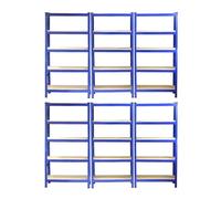 Monster Racking - 6 Rayonnages T-Rax en Acier sans Boulons Bleus 75cm x 30cm x 150cm