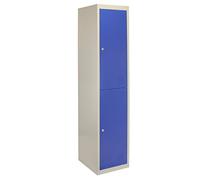 Monster Racking Casier de rangement verrouillable avec 2 portes métalliques - Emballé à plat - En acier - Bleu et gris - Unité pour le personnel, la salle de sport, l'école - 1 rail et 1 étagère -
