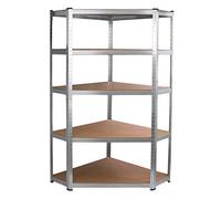 Monster Racking Etagère d’Angle Rayonnage de Garage Galwix de 90cm x 30cm x 180cm, Unité de Stockage à 5 Tablettes en MDF & Structure en Acier Galvanisé