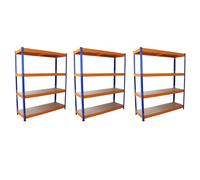 Monster Racking: Lot de 3 rayonnages S-RAX, métal lourd, 4 niveaux, large 150 cm x 50 cm x 180 cm, capacité 265 kg par unité