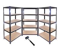 Monster Racking - Lot de 3 Rayonnages T-Rax en Acier Sans Boulons Noirs 90cm x 45cm x 180cm