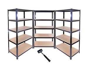 Monster Racking - Lot de 3 Rayonnages T-Rax en Acier Sans Boulons Noirs 90cm x 45cm x 180cm