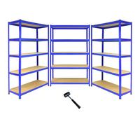 Monster Racking T-RAX 3 Baies Étagères Garage 5 Niveaux 1200 mm - Sans Boulons, Panneaux MDF, Pieds Moulés, Maillet Offert