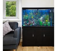 Monster Shop - Aquarium de 300 litres, Kits et Accessoires de Démarrage, Plantes, Graviers, Meuble Noir, d’Une Dimension Totale de 143,5 cm de Haut x 120,5 cm de Large x 39 cm de Profondeur