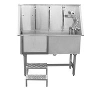 Monster Shop Baignoire de Toilettage Professionnelle Table Toilettage Chien 400mm en Acier Inoxydable Animaux de Compagnie Grand Bain de Toilettage