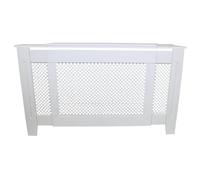 Monster Shop Cache Radiateur en MDF Blanc à Motif Grillagé Ajustable de 140 à 192 cm Personnalisable de Hauteur de 82cm Profondeur de 20,5cm Décoration Intérieur [Kit de Fixations Inclus]