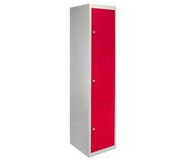Monster Shop Casiers de Rangement en Acier Rouge & Gris à 3 Portes Verrouillables pour École, Vestiaire, Salle de Sport, Atelier [Clés & Aimants Inclus] - Livré en Plat