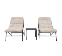 Monster Shop Ensemble Bistro Gris 3 Pièces, 2 Fauteuils Coussins Et Table
