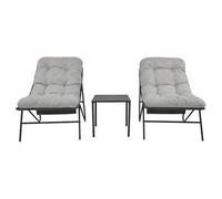 Monster Shop Ensemble Bistro Gris 3 Pièces, 2 Fauteuils Coussins Et Table