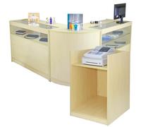Monster Shop Ensemble de Comptoirs de Ventes - Lot de 4 - Collection Cosmo - 3 Vitrines & 1 Meuble pour Caisse enregistreuse Erable- Ensemble Parfait pour Magasin, Boutique, Réception