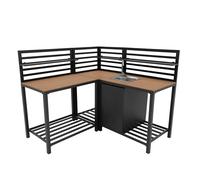 Monster Shop Ensemble de Cuisine Extérieure en Aluminium Anthracite Comptoir en Polywood Configuration Modulaire Unité d’Angle Évier & Robinet en INOX Rangement Étagères Placard Zone de Préparation