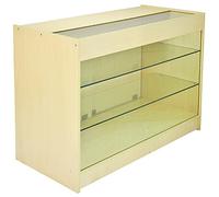 Monster Shop - Vitrine Comptoir de Présentation Verrouillable Fini Erable à Etagères en Verre pour Boutiques et Magasins