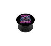 Monster Sister Shark Truck Funny Pink Sibling PopSockets PopGrip Adhésif