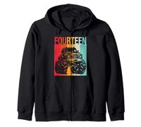 Monster Truck 14e Anniversaire rétro 14 Ans garçons Filles Enfants Sweat à Capuche