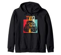 Monster Truck 2ème Anniversaire rétro pour garçons et Filles Sweat à Capuche