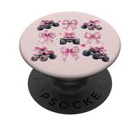 Monster Truck 4 Roues Offroad Girl Coquette Bow Rose Mom PopSockets PopGrip Adhésif