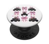 Monster Truck 4 Roues Offroad Girl Coquette Bow Rose Mom PopSockets PopGrip Adhésif