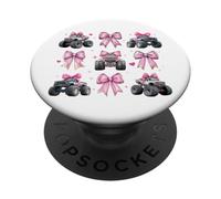 Monster Truck 4 Roues Offroad Girl Coquette Bow Rose Mom PopSockets PopGrip Adhésif