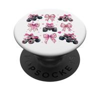 Monster Truck 4 Roues Offroad Girl Coquette Bow Rose Mom PopSockets PopGrip Adhésif