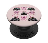 Monster Truck 4 Roues Offroad Girl Coquette Bow Rose Mom PopSockets PopGrip Adhésif