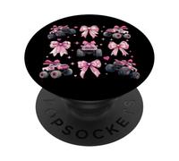 Monster Truck 4 Roues Offroad Girl Coquette Bow Rose Mom PopSockets PopGrip Adhésif