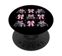 Monster Truck 4 Roues Offroad Girl Coquette Bow Rose Mom PopSockets PopGrip Adhésif