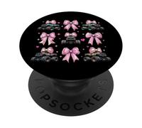 Monster Truck 4 Roues Offroad Girl Coquette Bow Rose Mom PopSockets PopGrip Adhésif