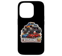 Monster Truck Crushing It Lover Fan Big Pneus Amateur Amusant Coque pour iPhone 14 Pro