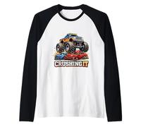 Monster Truck Crushing It Lover Fan Big Pneus Amateur Amusant Manche Raglan