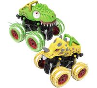 Monster Truck Dinosaure,Dinosaure Véhicules à Inertie de Jouets,Voitures Dinosaures Rotatives à 360°,Voiture Jouet pour Enfants Cadeau Parfait pour Les Garçons et Les Filles de 3 Ans et Plus,2 Pièces