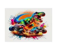Monster Truck Dinosaure Éclaboussure Puzzle, 1000 Pièces Jeu Intérieur | 52x38cm Carton, Exercice Mental, Ajustement Précis, Amateurs De Puzzles, Réduction Du Stress
