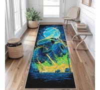 Monster Truck Foudre Tapis de Couloir Pleine Lune Tapis de Couloir Long 50 x 150 cm Passage Antidérapant Lavable en Machine D'entrée Chambre Salon Descente de Lit Poil Ras Rug Vu&z77
