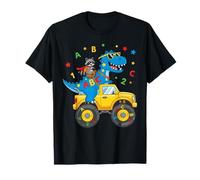 Monster Truck Raccoon Riding Dino Back to School Funny ABC T-Shirt
