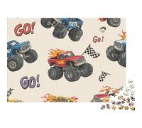 Monster Truck Racing Set Puzzles 1000 Pieces Cadeau Unique Jeu Éducatif Défi Jouet À De Qualité Supérieure Peinture Art pour Adultes Et Enfants À Partir De 12 Ans 38x26cm/1000pcs