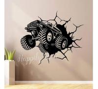 Monster Truck Stickers Muraux Salle De Jeux Ferme Conduite Tracteur Décalque Roues Voiture Sticker Mural pour Filles Garçons Chambre Décoration42X36 CM