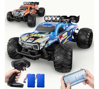 Monster Truck télécommandé à partir de 3, 4, 6, 8 ans, échelle 1:18, voiture télécommandée avec lumière de carrosserie/deux boîtiers, 20 km/h, Monster Trucks 2,4 GHz pour garçons et enfants