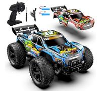 Monster truck Voiture télécommandée 1:18 à partir de 3 ans, 20 km/h, avec lumière de carrosserie, deux boîtiers, 2,4 GHz, Monster Truck télécommandée à partir de 4, 6, 8 ans, jeunes enfants